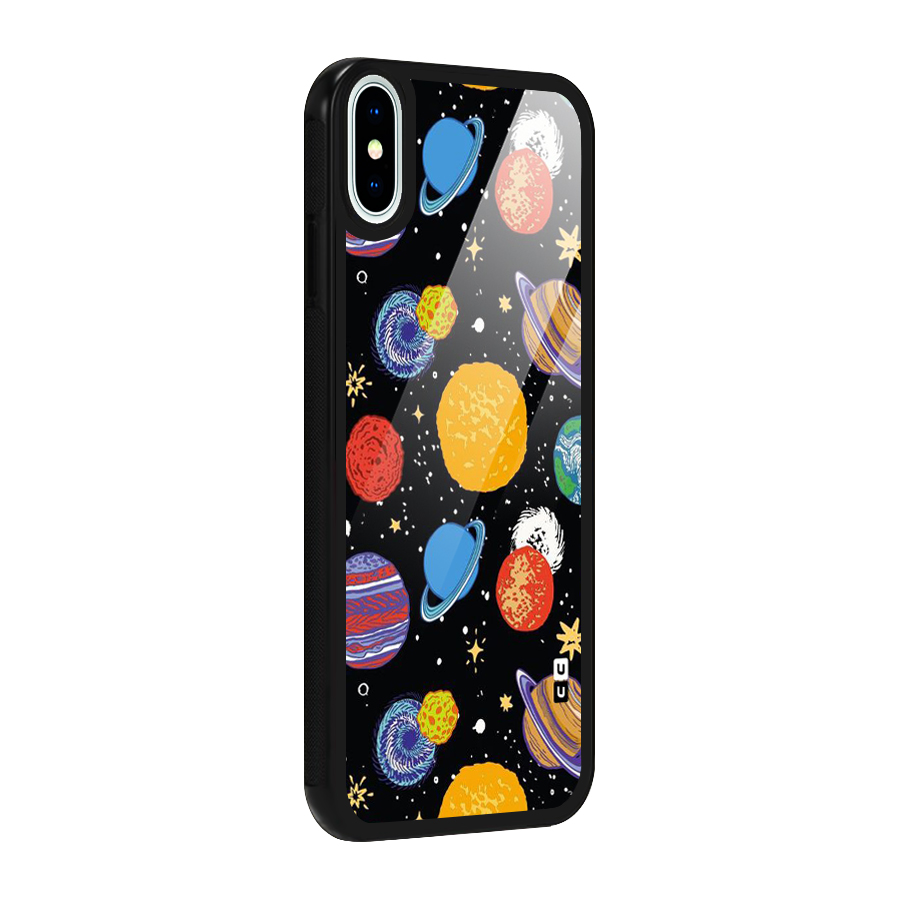 Designer Planets Glass Back Case for iPhone XS