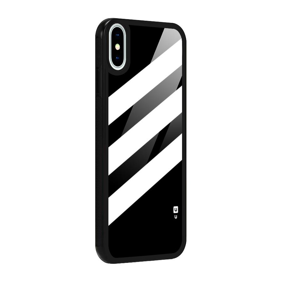 Diagonal Classic Stripes Glass Back Case for iPhone XS