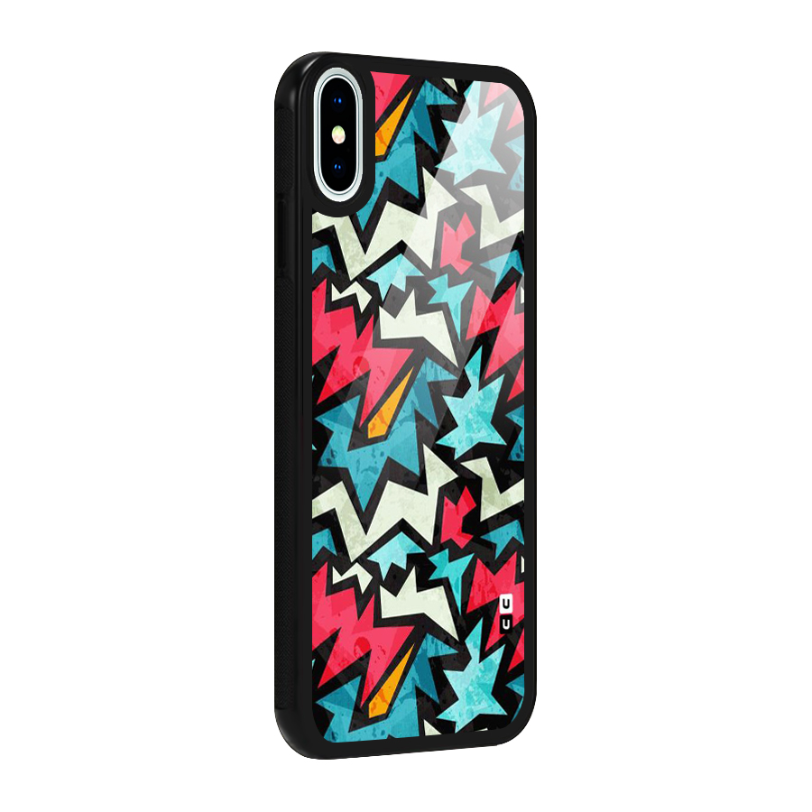 Electric Color Design Glass Back Case for iPhone XS