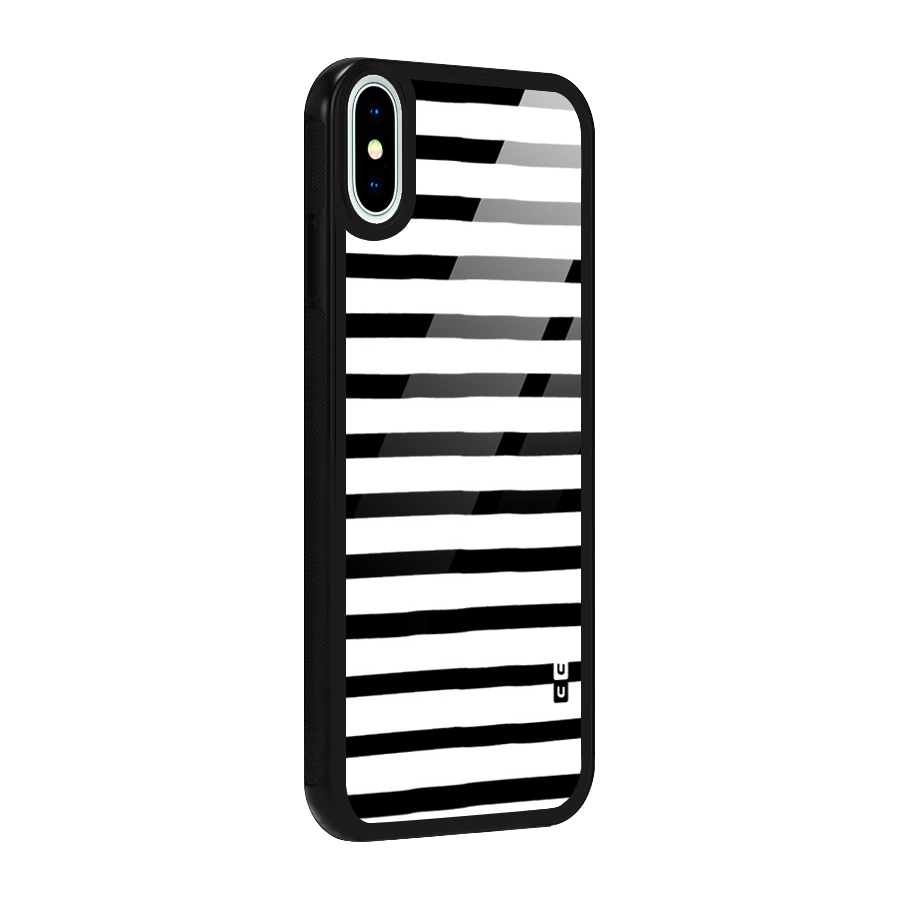 Elegant Basic Stripes Glass Back Case for iPhone XS