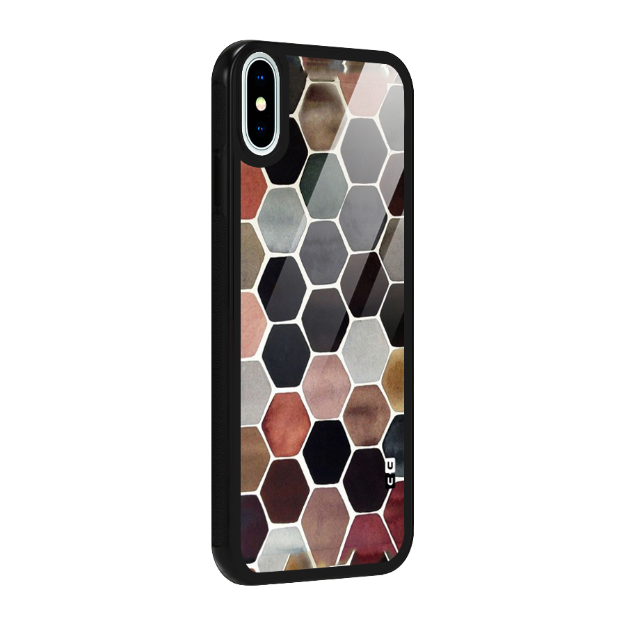 Elite Pastel Hexagons Glass Back Case for iPhone XS