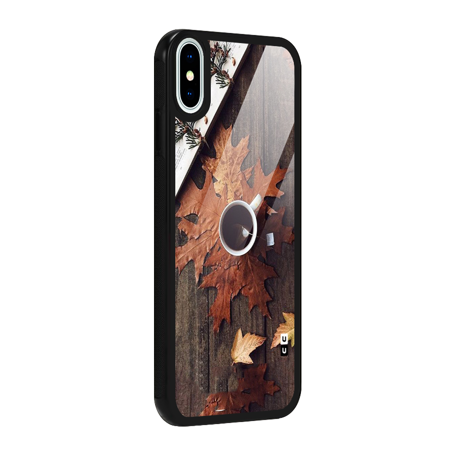 Fall Leaf Coffee Glass Back Case for iPhone XS