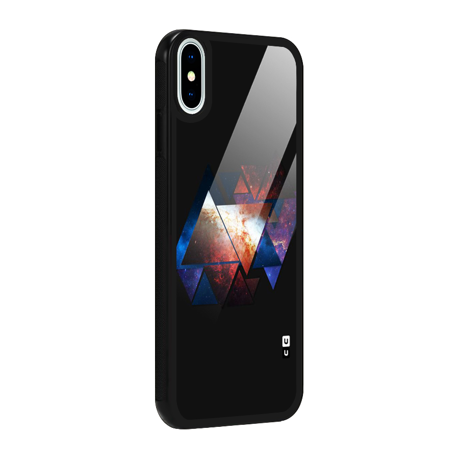 Fire Galaxy Triangles Glass Back Case for iPhone XS