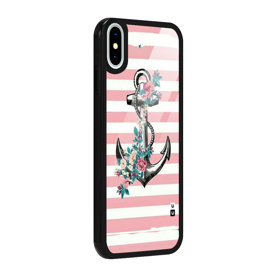 Floral Anchor Glass Back Case for iPhone XS