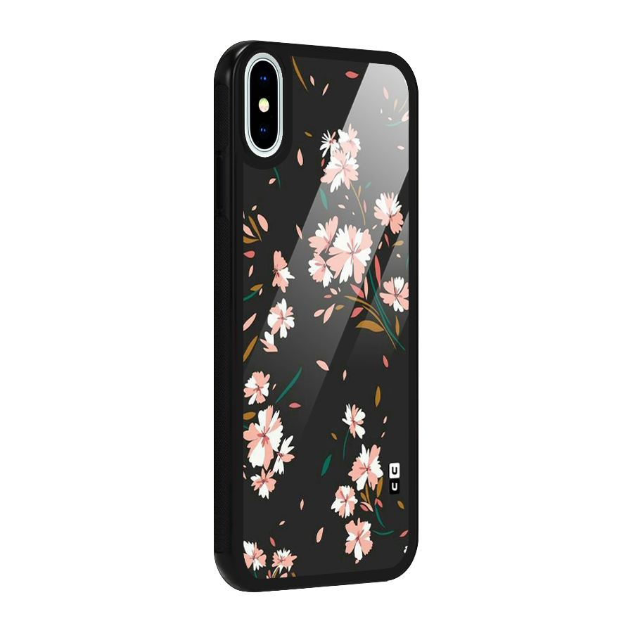 Floral Petals Peach Glass Back Case for iPhone XS