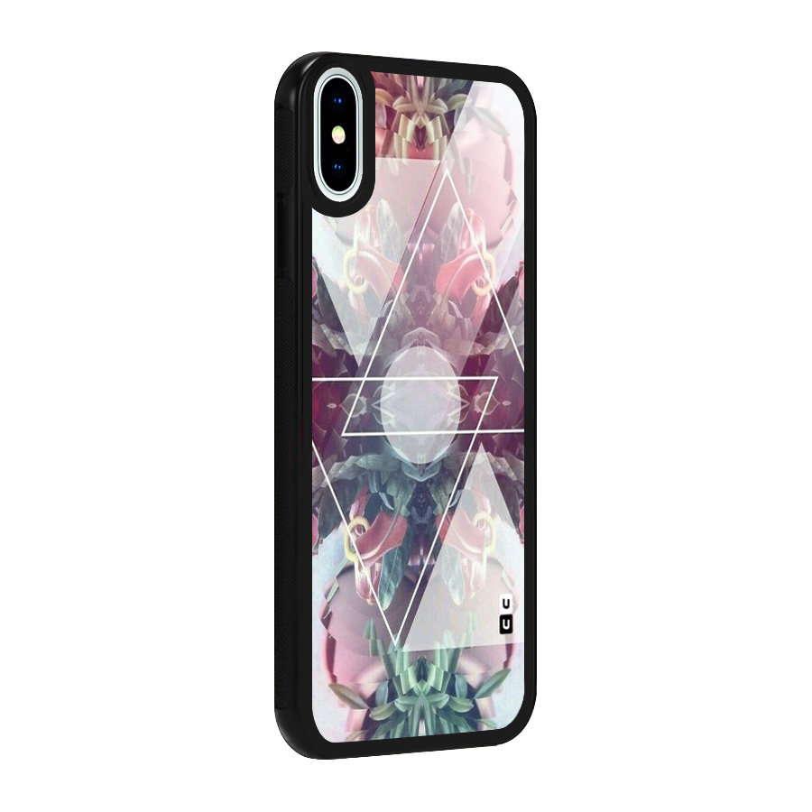 Floral Triangle Glass Back Case for iPhone XS
