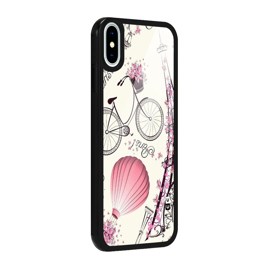 Flower Clipart Glass Back Case for iPhone XS