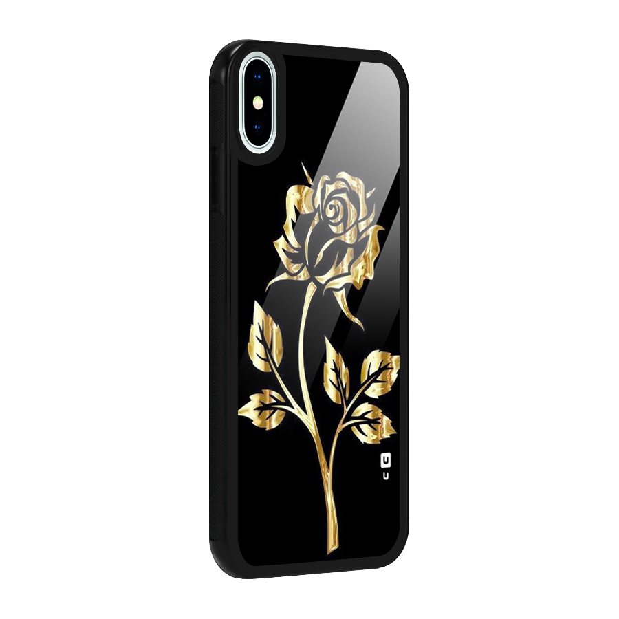 Gold Rose Glass Back Case for iPhone XS