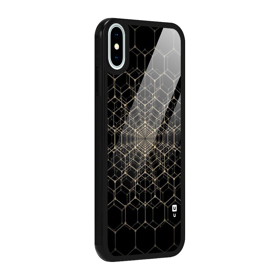 Gold Web Glass Back Case for iPhone XS