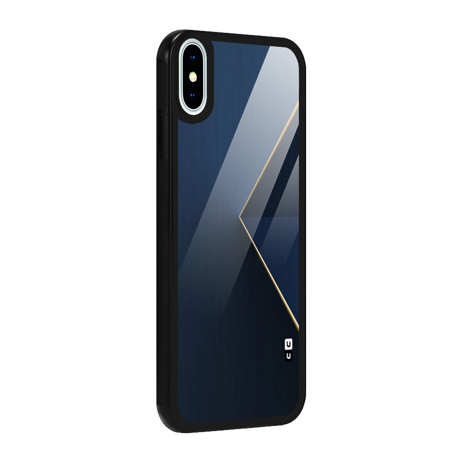 Golden Blue Triangle Glass Back Case for iPhone XS