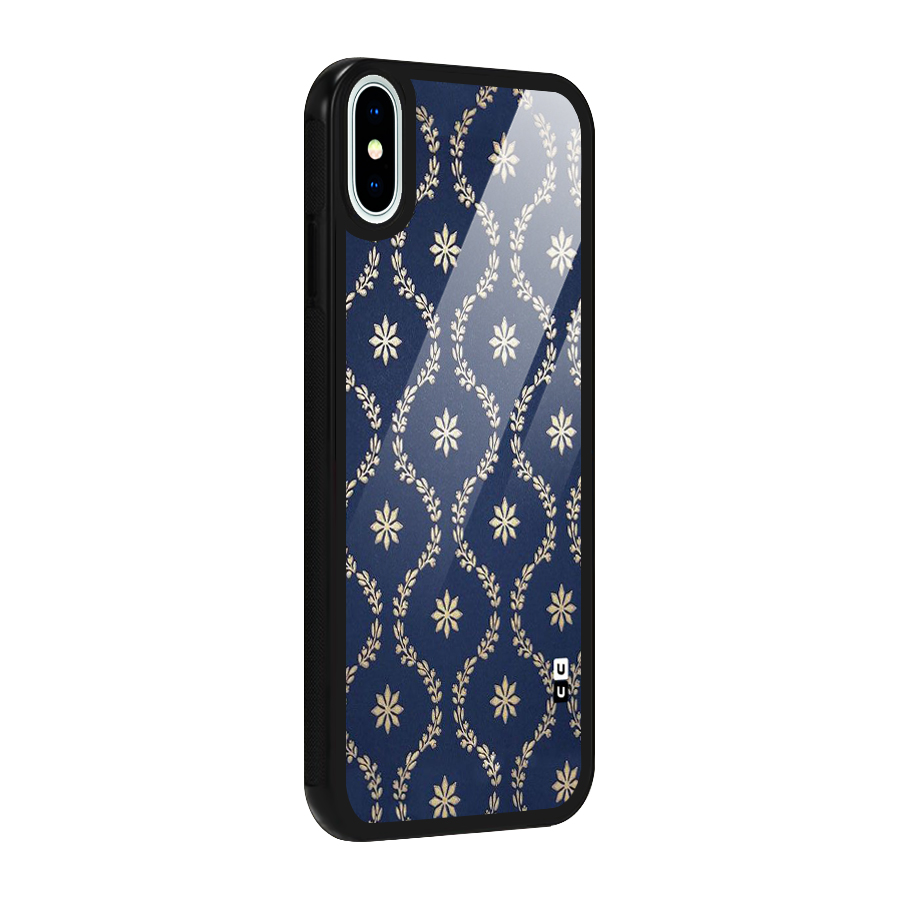 Gorgeous Gold Leaf Pattern Glass Back Case for iPhone XS
