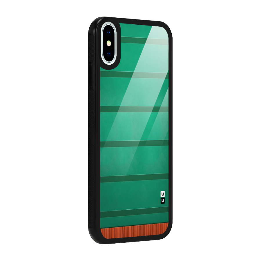 Green Wood Stripes Glass Back Case for iPhone XS