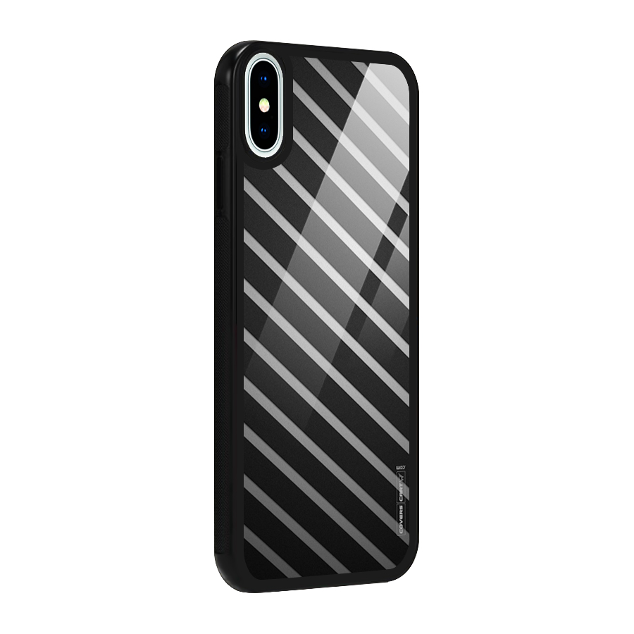 Grey And Black Stripes Glass Back Case for iPhone XS