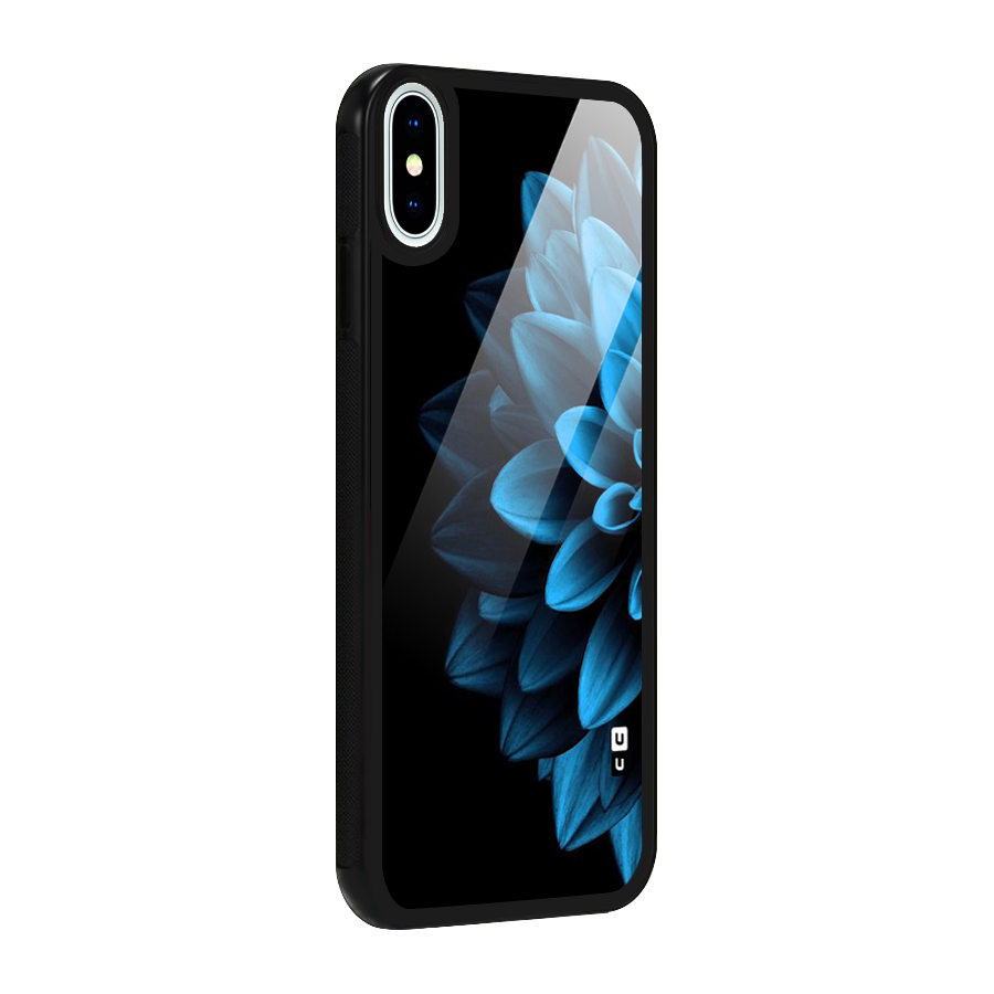Half Blue Flower Glass Back Case for iPhone XS