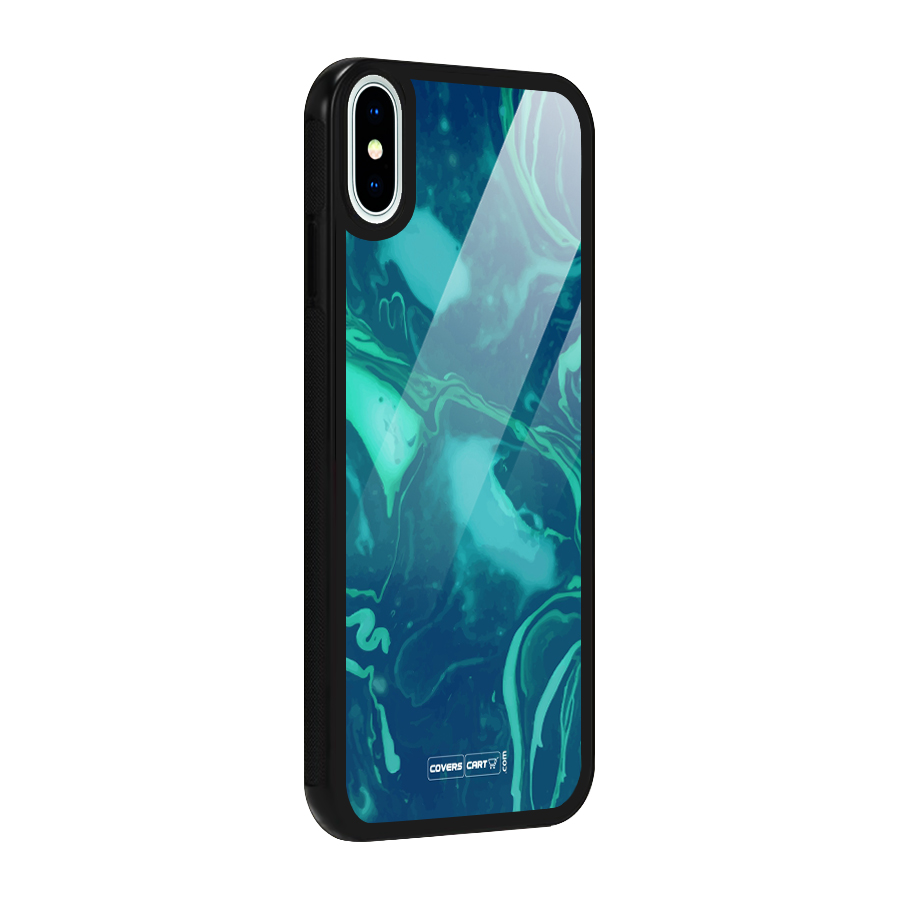 Jazzy Green Marble Texture Glass Back Case for iPhone XS