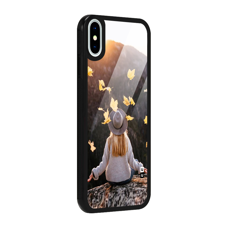 Leaf Rain Sunset Glass Back Case for iPhone XS