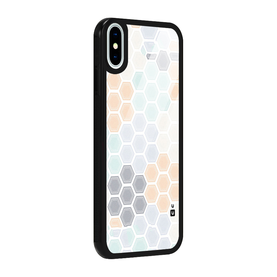 Light Hexagons Glass Back Case for iPhone XS
