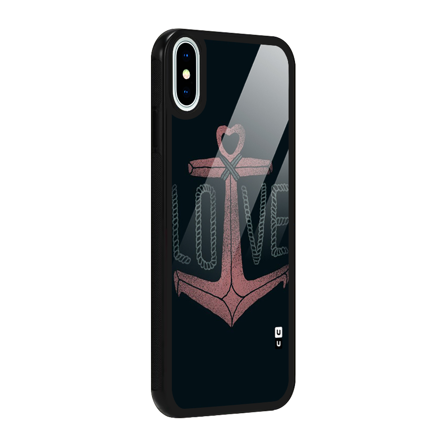 Love Anchor Form Glass Back Case for iPhone XS