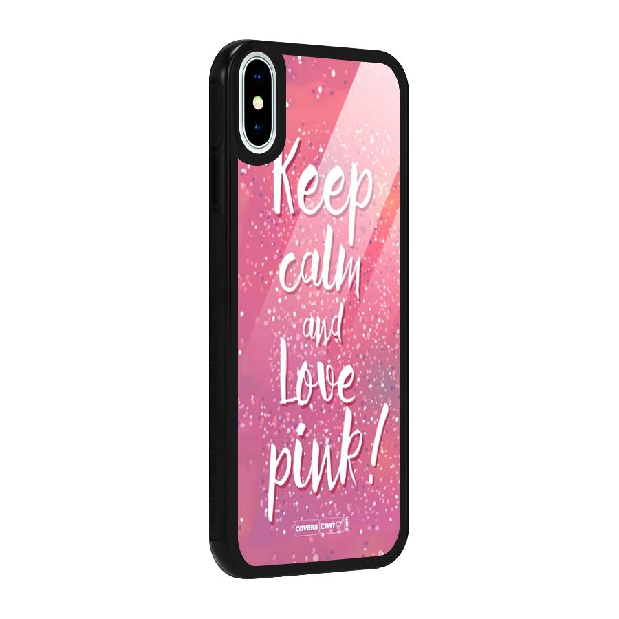 Love Pink Glass Back Case for iPhone XS