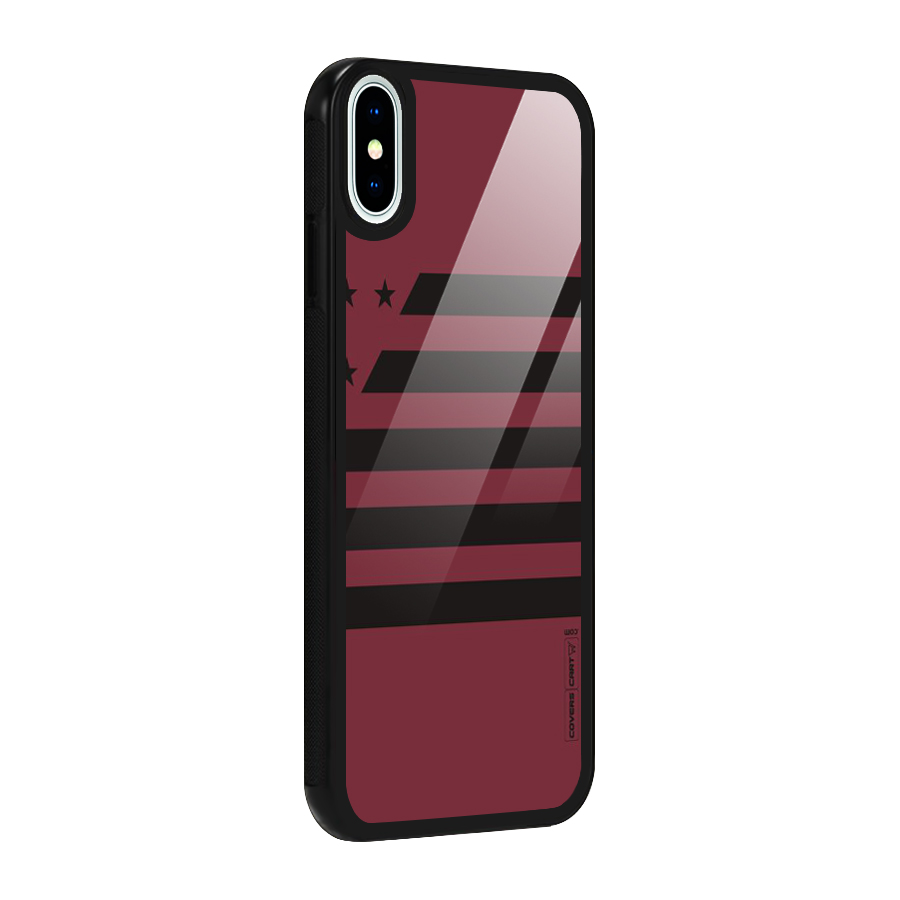 Maroon Star Striped Glass Back Case for iPhone XS