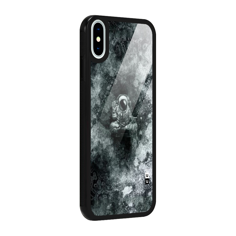 Meditating Spaceman Glass Back Case for iPhone XS