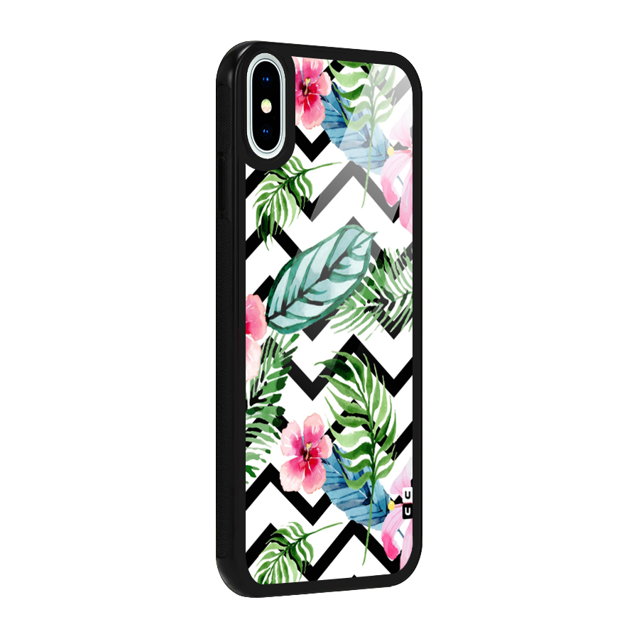Modern Flowers Glass Back Case for iPhone XS