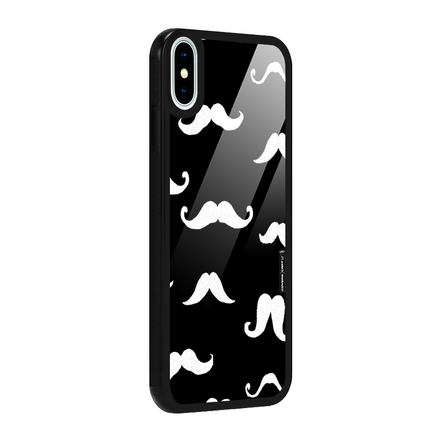 Moustache Pattern (White) Glass Back Case for iPhone XS