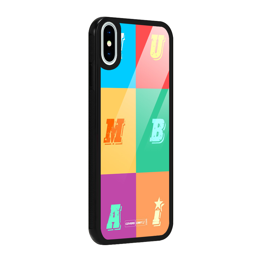 Mumbai Alphabets Glass Back Case for iPhone XS