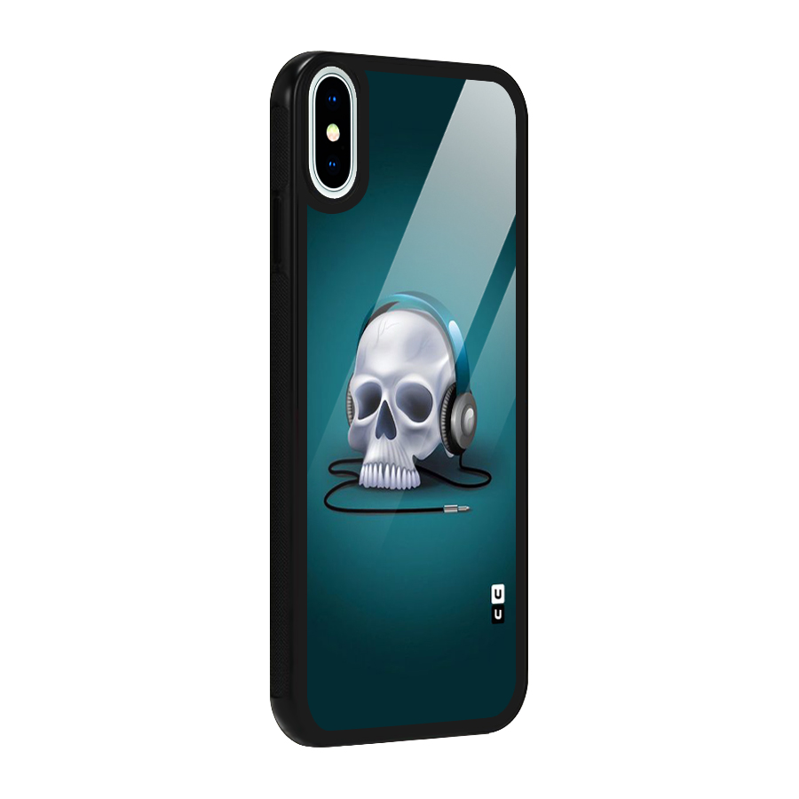 Music Skull Glass Back Case for iPhone XS