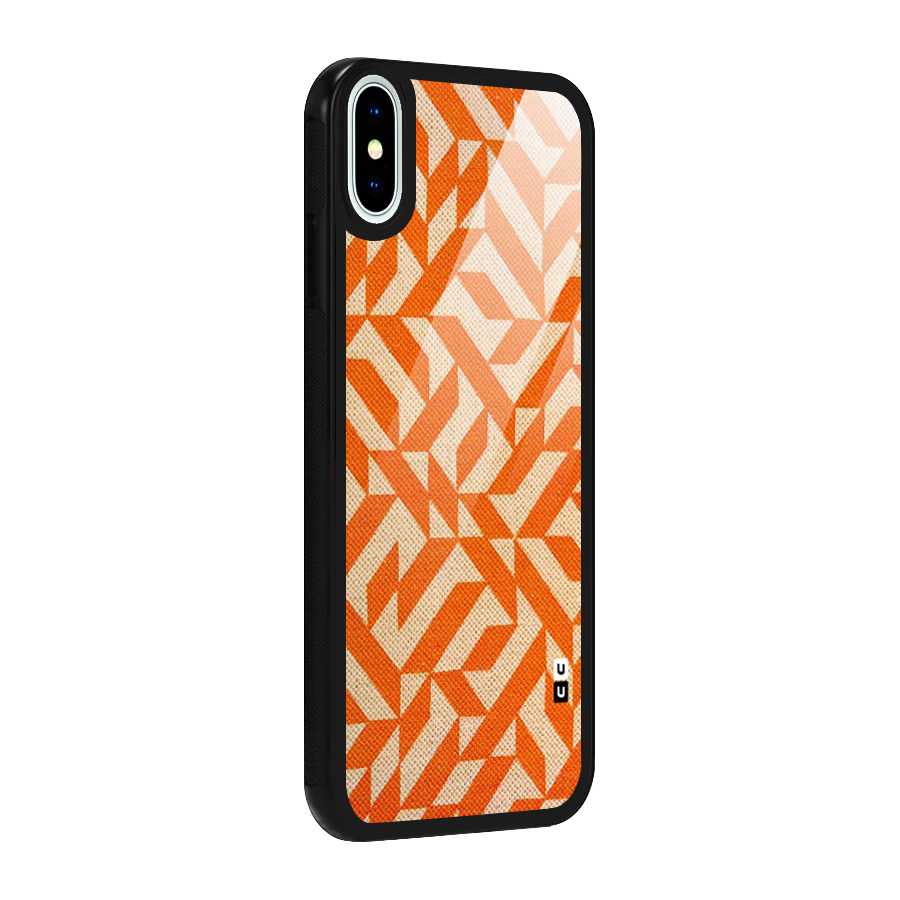 Orange Beige Pattern Glass Back Case for iPhone XS