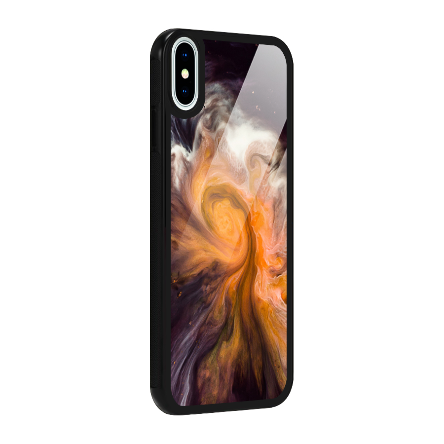 Orange Fusion Glass Back Case for iPhone XS