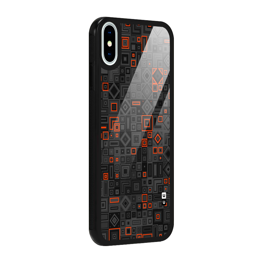 Orange Shapes Abstract Glass Back Case for iPhone XS