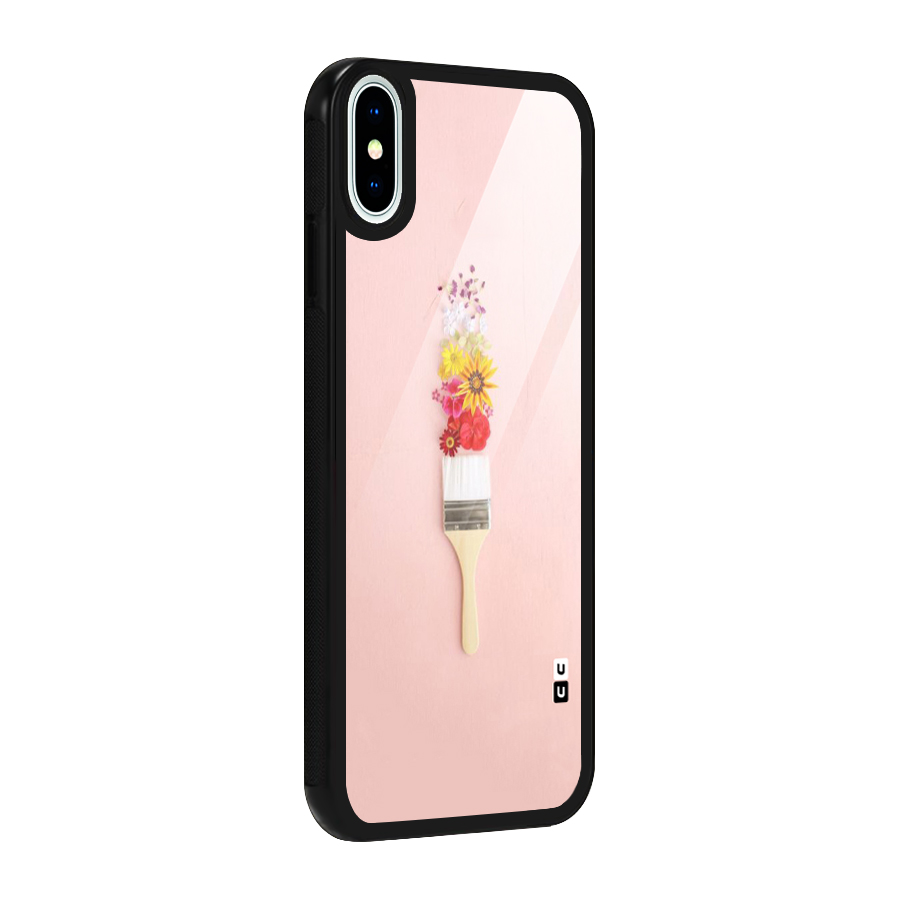 Painted Flowers Glass Back Case for iPhone XS