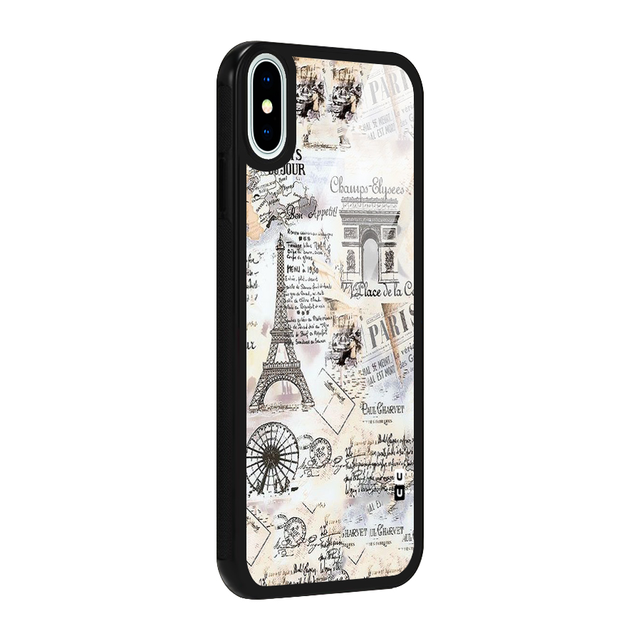 Paris Paper Glass Back Case for iPhone XS