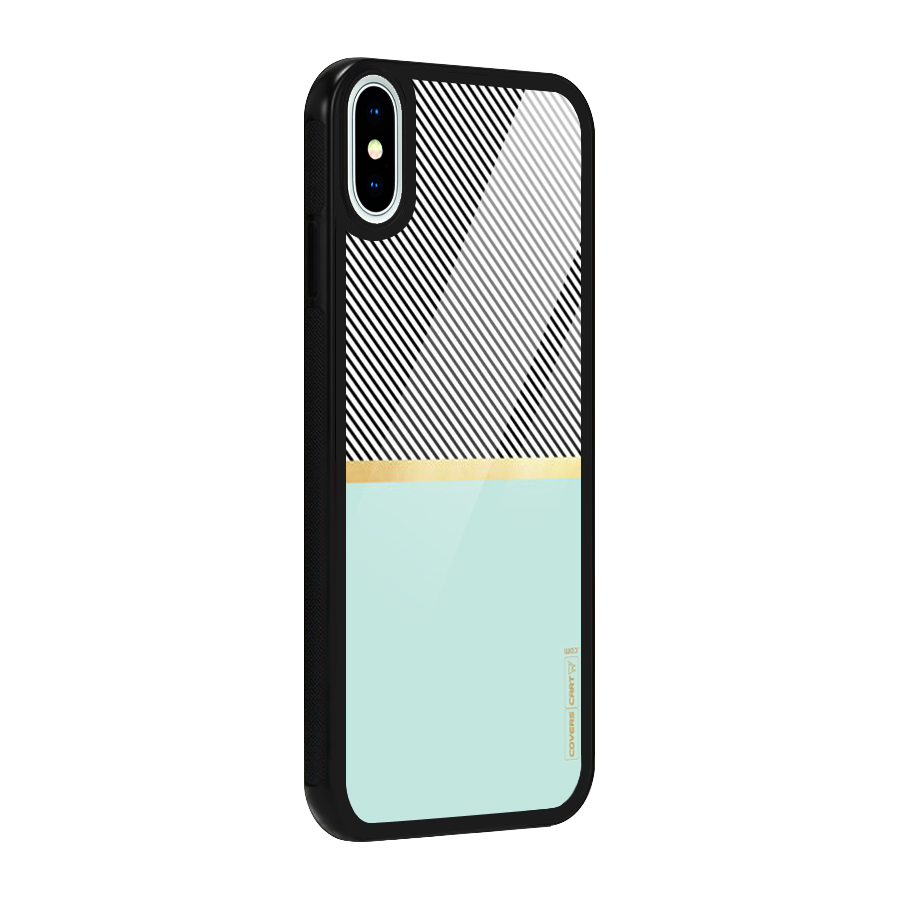 Pastel Green Base Stripes Glass Back Case for iPhone XS