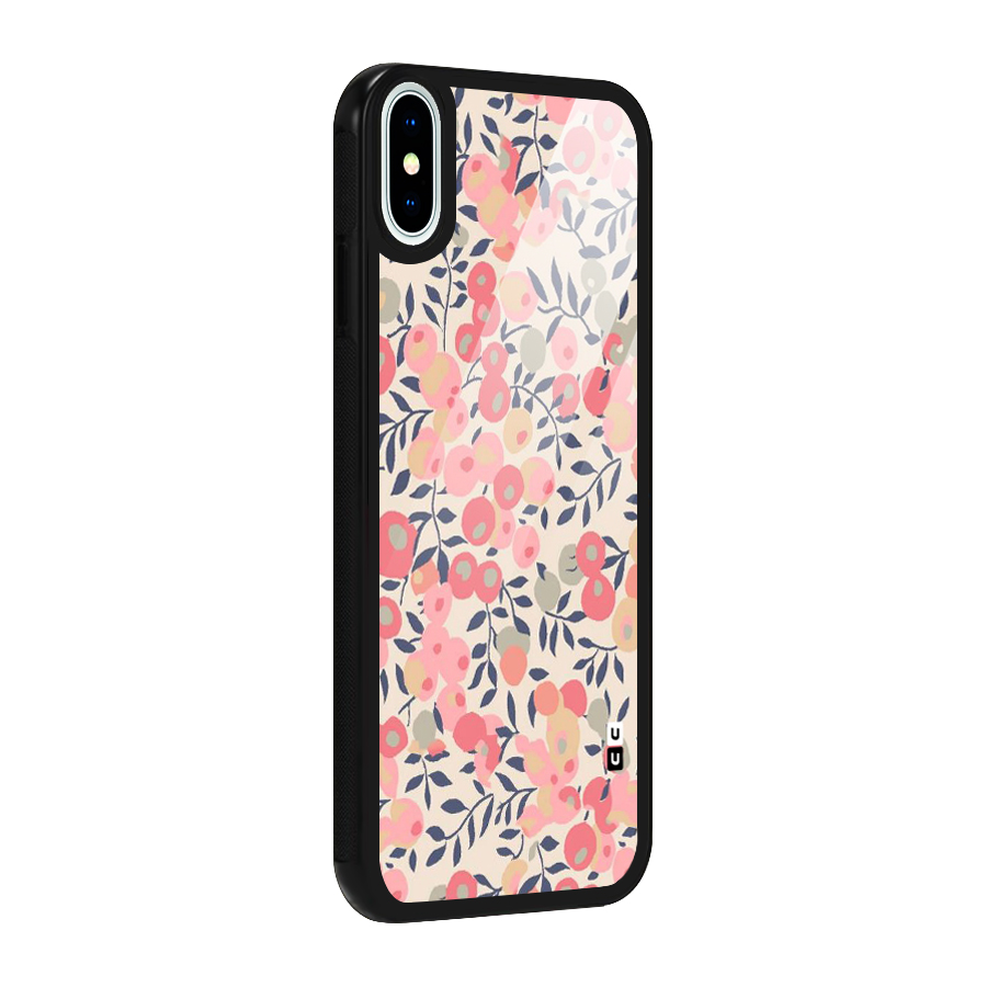 Pink Leaf Pattern Glass Back Case for iPhone XS