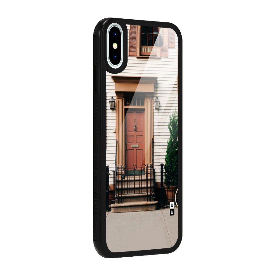 Pretty Orange Door Glass Back Case for iPhone XS