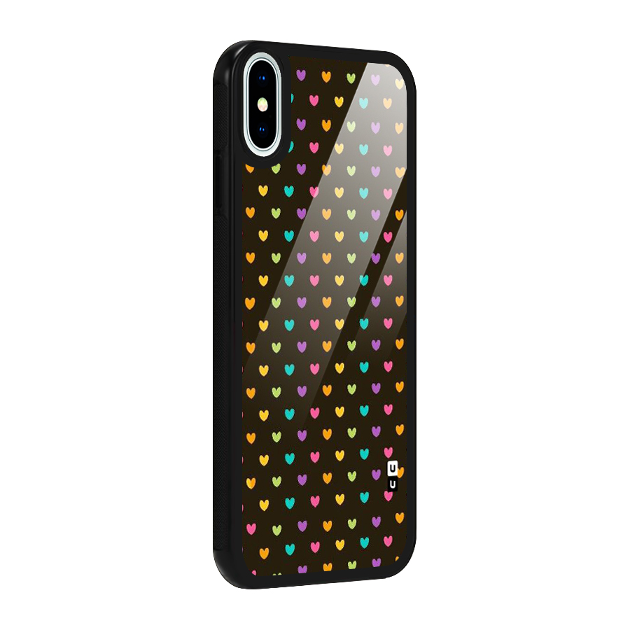 Rainbow Hearts Glass Back Case for iPhone XS