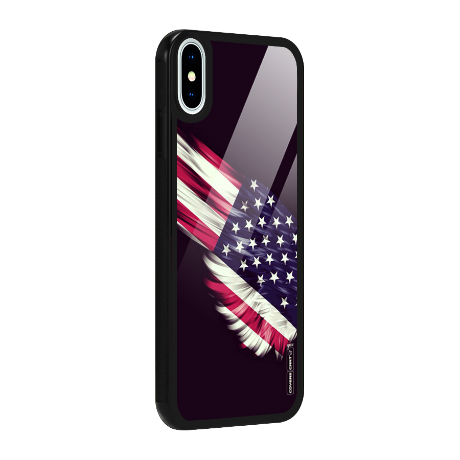 Red And White Stripes Stars Glass Back Case for iPhone XS