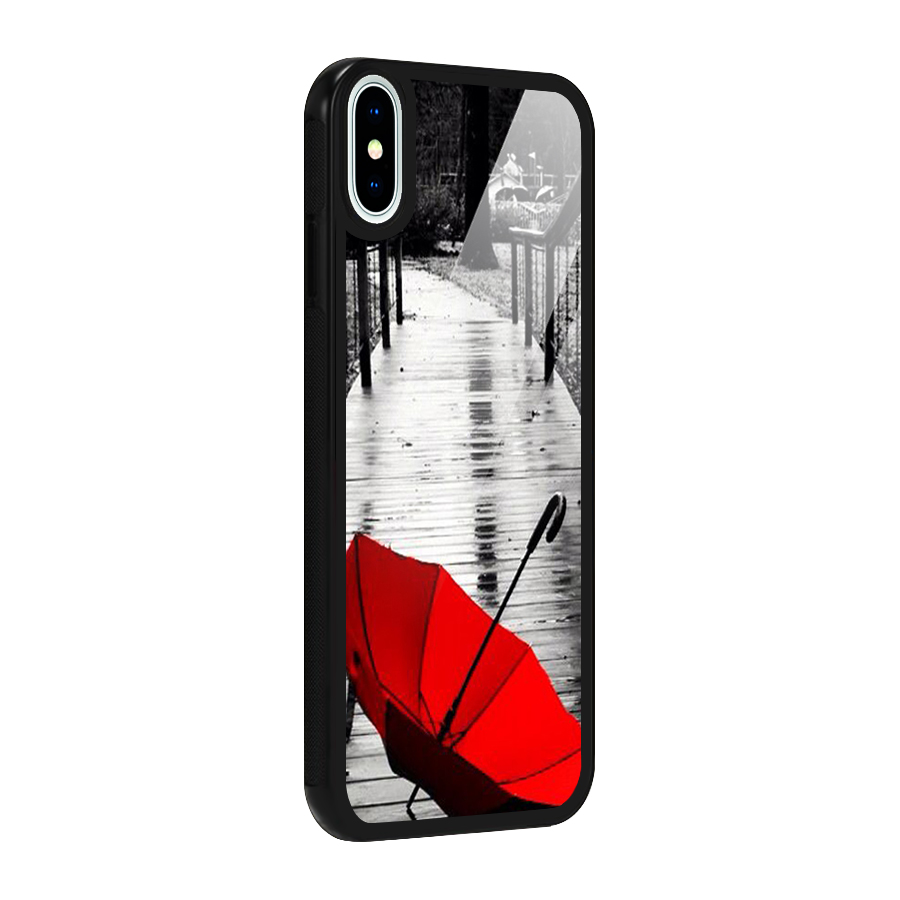 Red Umbrella Glass Back Case for iPhone XS