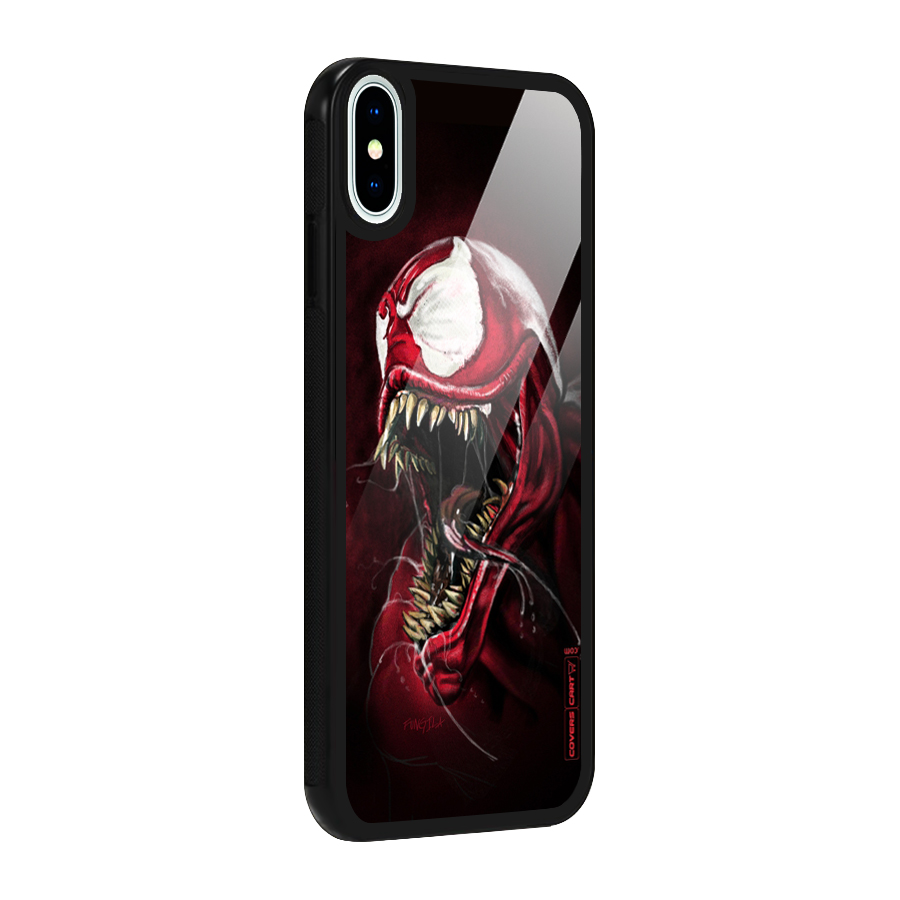 Red Venom Artwork Glass Back Case for iPhone XS