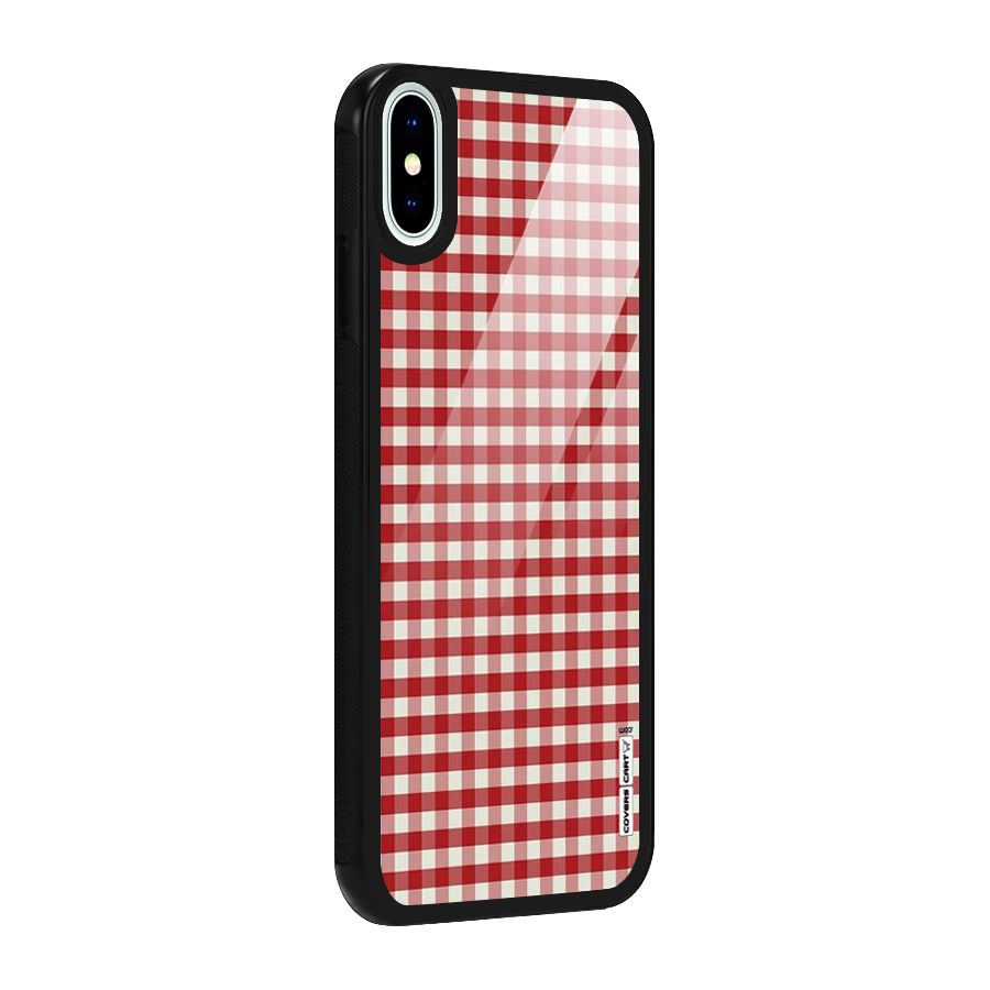 Red White Check Glass Back Case for iPhone XS