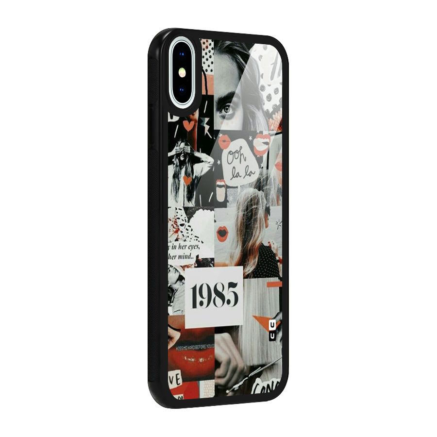 Retro Pattern Glass Back Case for iPhone XS