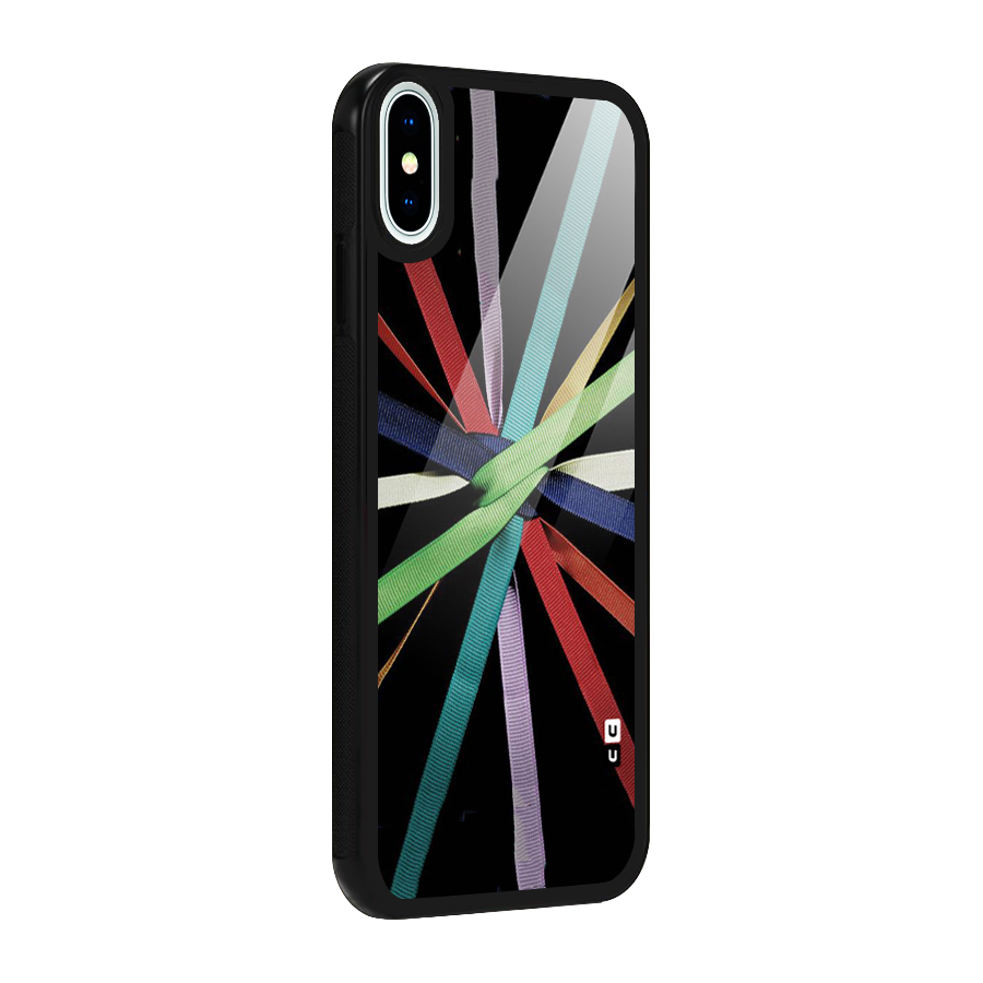 Ribbon Design Glass Back Case for iPhone XS