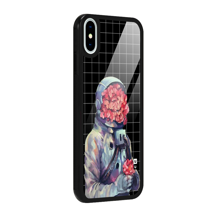 Robot Rose Glass Back Case for iPhone XS