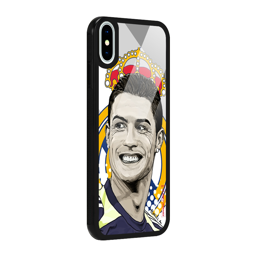 Ronaldo Madrid King Glass Back Case for iPhone XS