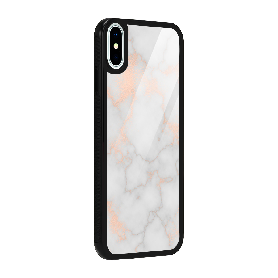 RoseGold Marble Glass Back Case for iPhone XS