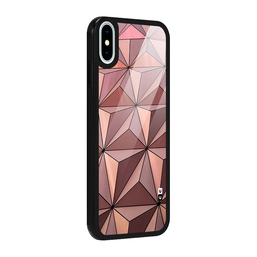 Rosegold Abstract Shapes Glass Back Case for iPhone XS