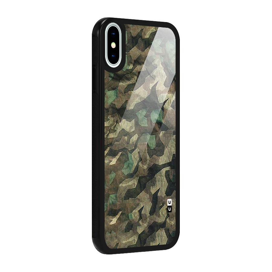 Rugged Army Glass Back Case for iPhone XS