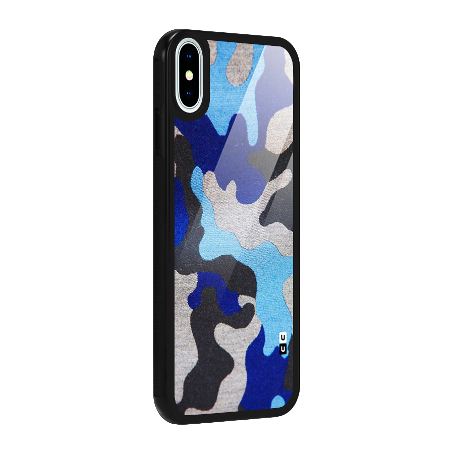 Rugged Camouflage Glass Back Case for iPhone XS